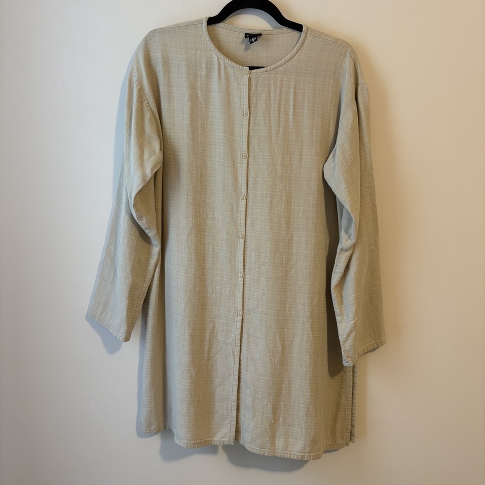 Eileen Fisher Linen Blend Tunic Top Size S Lagenlook Minimalist Artsy Oversized